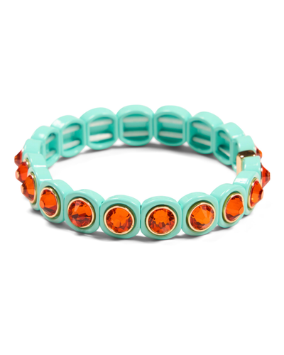 Round Jewel Pull on Bracelet in Light Blue & Orange