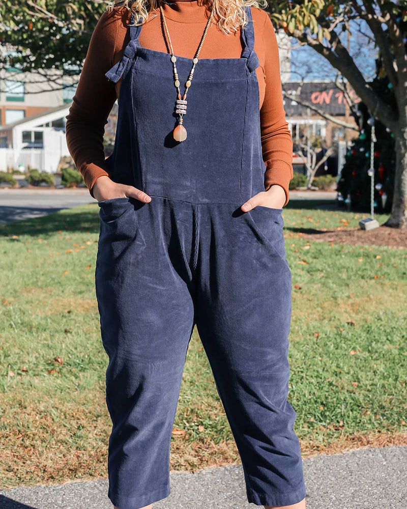 All Covered Corduroy Knotted Overalls (S-XL)