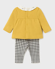 Yellow Pom Pom Collared Outfit Set