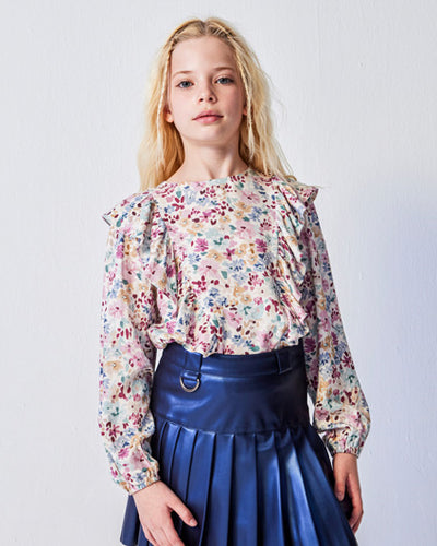Tween Floral Ruffle Top