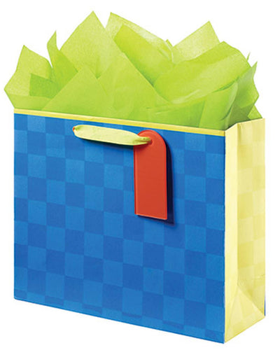 Blue Checkered Medium Gift Bag