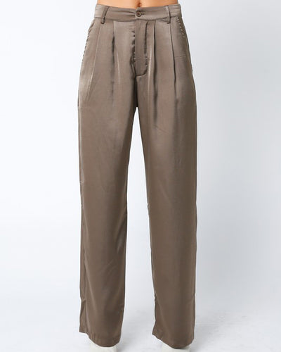 Sophisticated Look Olive Satin Pants (S-L)