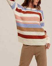 Open Book Striped Crewneck Sweater