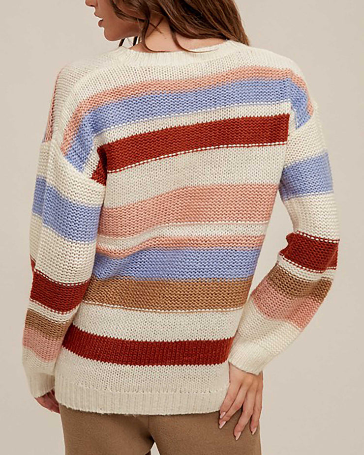 Open Book Striped Crewneck Sweater (S-L)
