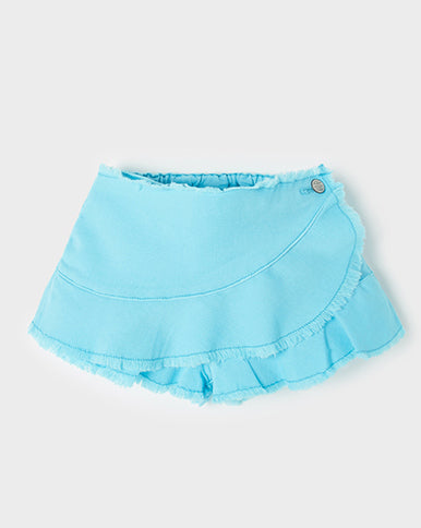 Turquoise Ruffle Denim Skort