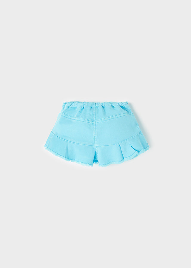 Turquoise Ruffle Denim Skort