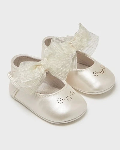 Gold with Shimmer Bow Baby Girl Ballet Flats