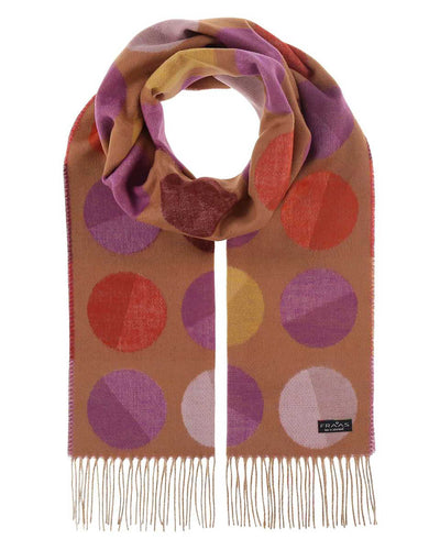 Cashmink Scarf with Divided Dots - Camel & Pink