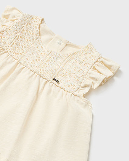Cream Crochet Top & Shorts Outfit Set