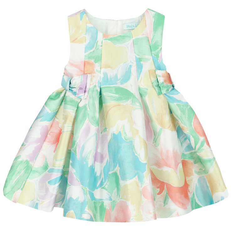 Floral Satin Special Occasion Dress with Bows on Side