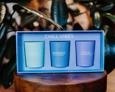 Chill Vibes Crystal Candle Votive Trio