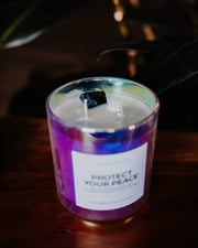 Protect Your Peace - Black Obsidian Crystal Manifestation Candle