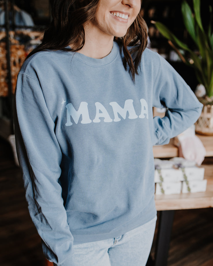 Mama Crewneck Sweatshirt - Blue