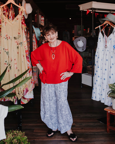 Red Flow Tunic With Pocket