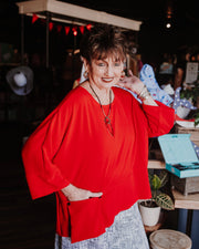 Red Flow Tunic With Pocket