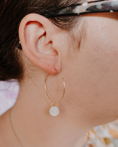 Mother Of Pearl Shell Hoop Earrings