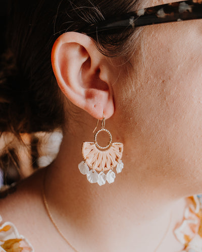 Rattan & Mother of Pearl Dangle Earrings