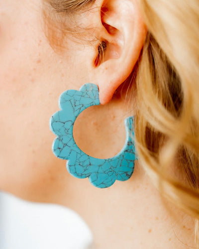 Margot Scallop Hoop Earrings - Turquoise