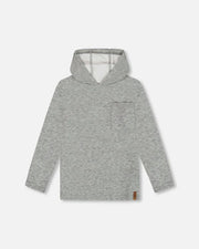 Dark Gray Mix Super Soft Brushed Hooded T-Shirt With Pocket