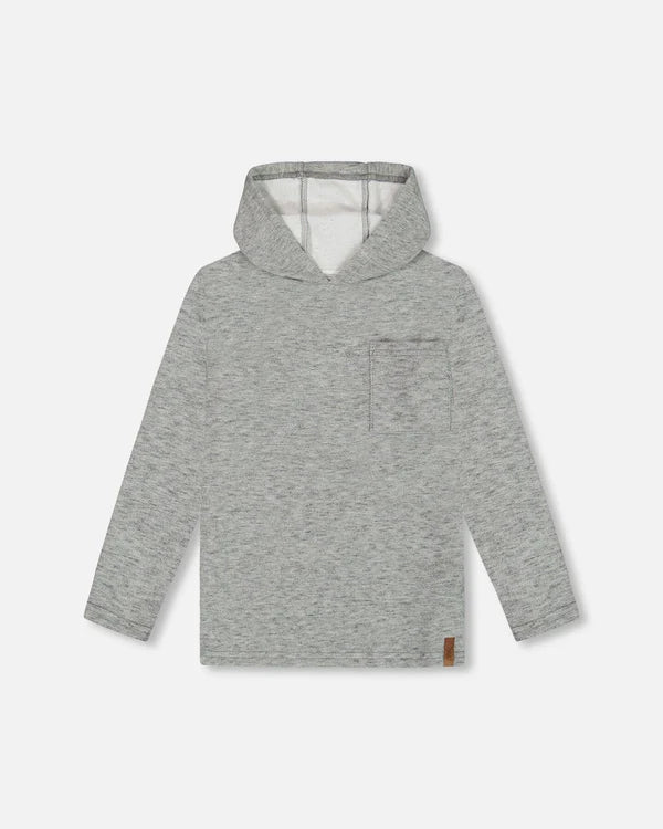 Dark Gray Mix Super Soft Brushed Hooded T-Shirt With Pocket