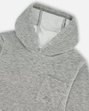 Dark Gray Mix Super Soft Brushed Hooded T-Shirt With Pocket