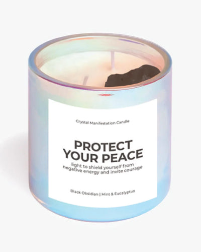 Protect Your Peace - Black Obsidian Crystal Manifestation Candle