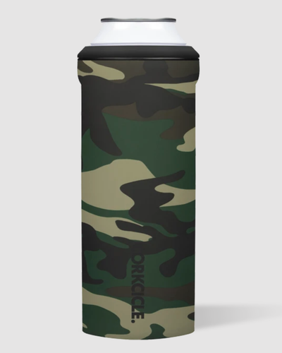 Slim Can Cooler in Woodland Camo by Corkcicle