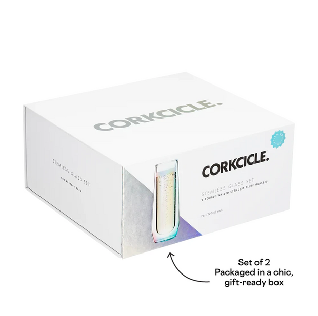 Double Pack Stemless Glass Flute in Prism by Corkcicle