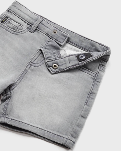 Acid Washed Grey Denim Snap Shorts (6M-36M)