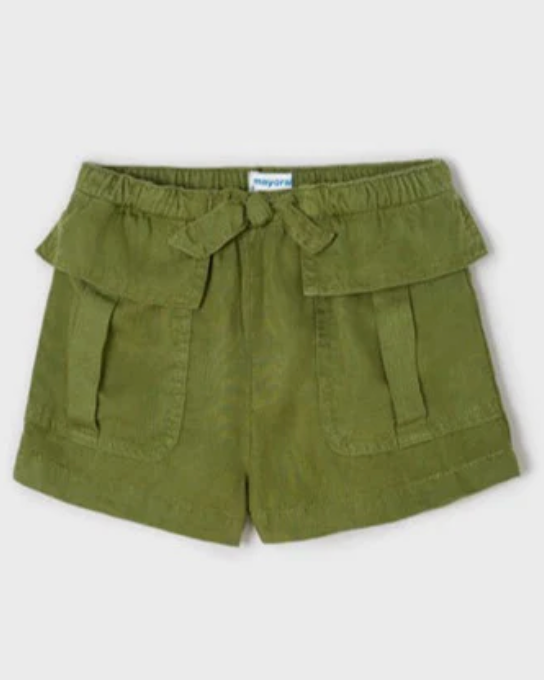 Olive Cargo Tencel Shorts