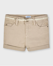 Khaki Twill Shorts with Belt (2-14Y)