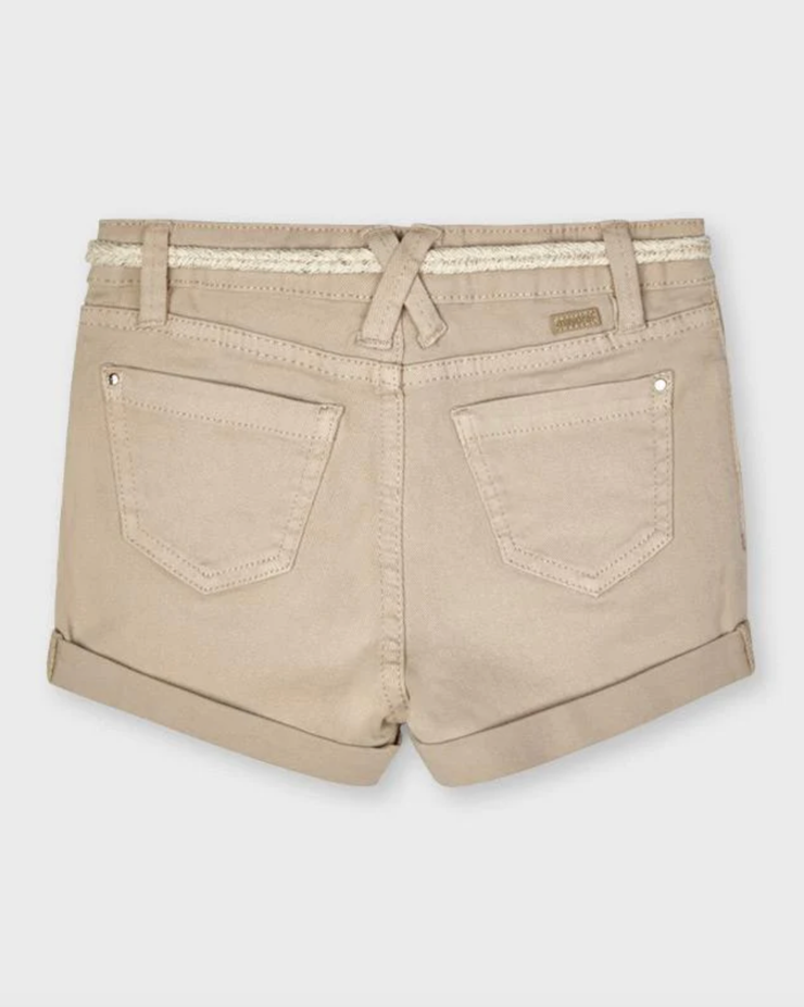 Khaki Twill Shorts with Belt (2-14Y)