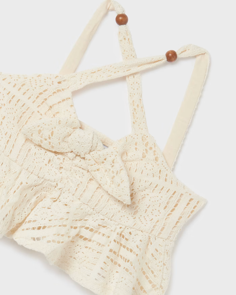 Cream Crochet Tween Crop Top