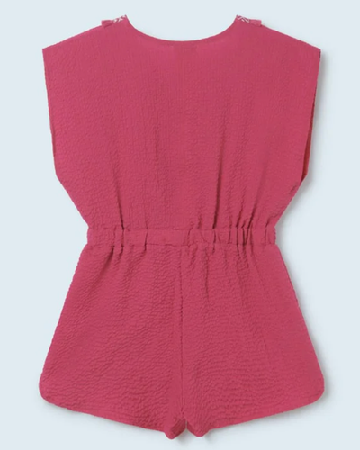 Hot Pink Embroidered Tween Romper