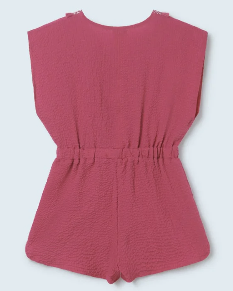 Hot Pink Embroidered Tween Romper