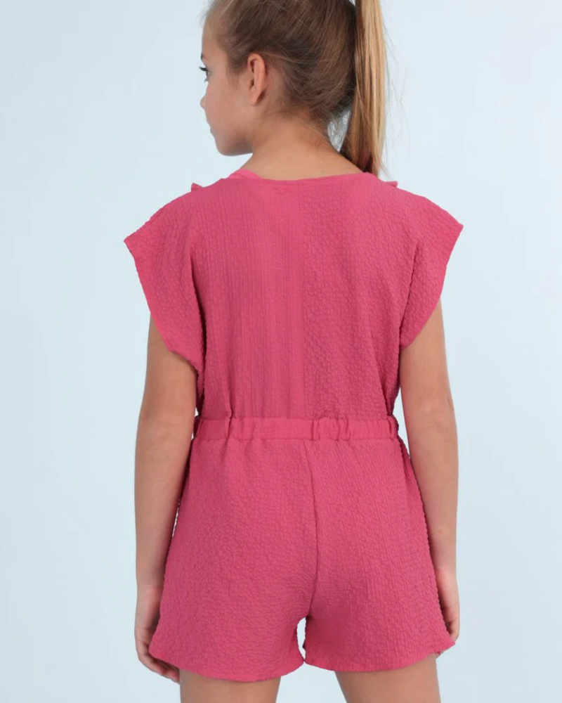 Hot Pink Embroidered Tween Romper
