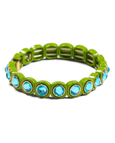 Round Jewel Pull on Bracelet in Green & Blue