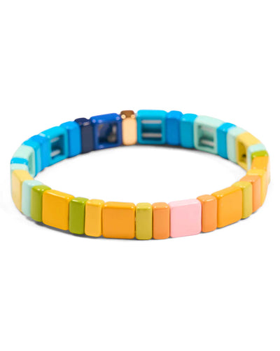 Blue, Pink & Yellow Small Tile Bracelet