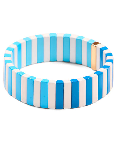Light Blue & Medium Blue Tall Tile Bracelet