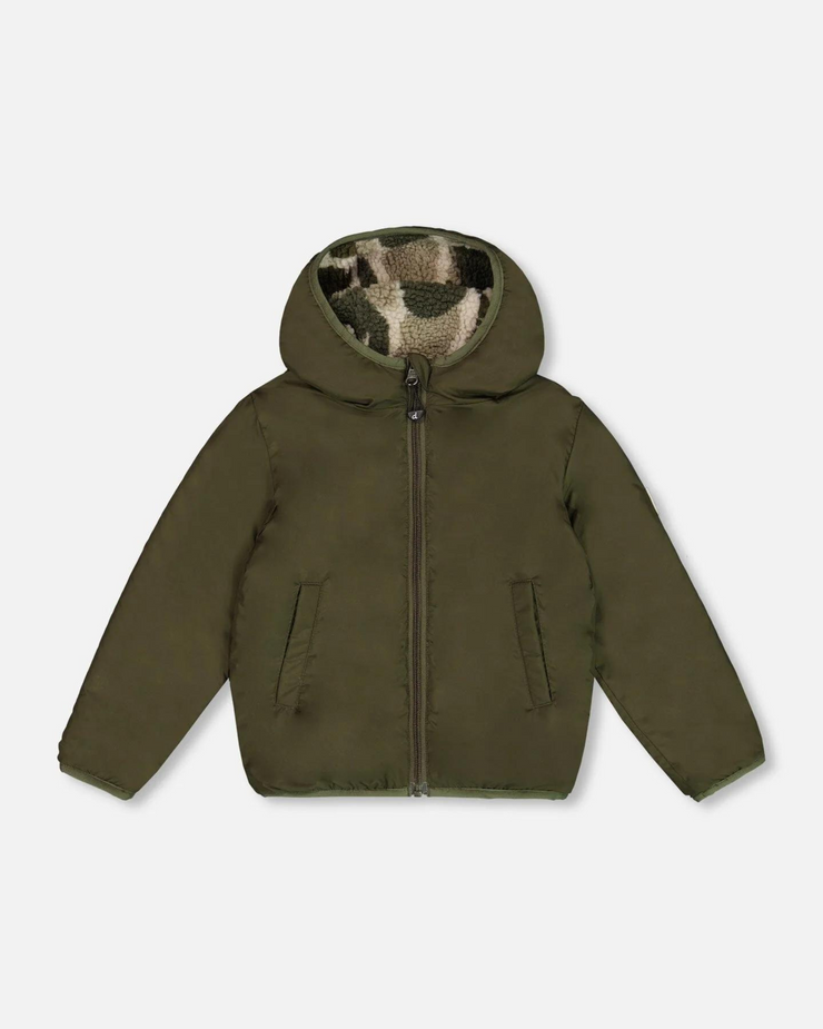 Camouflage Green Reversible Sherpa Jacket