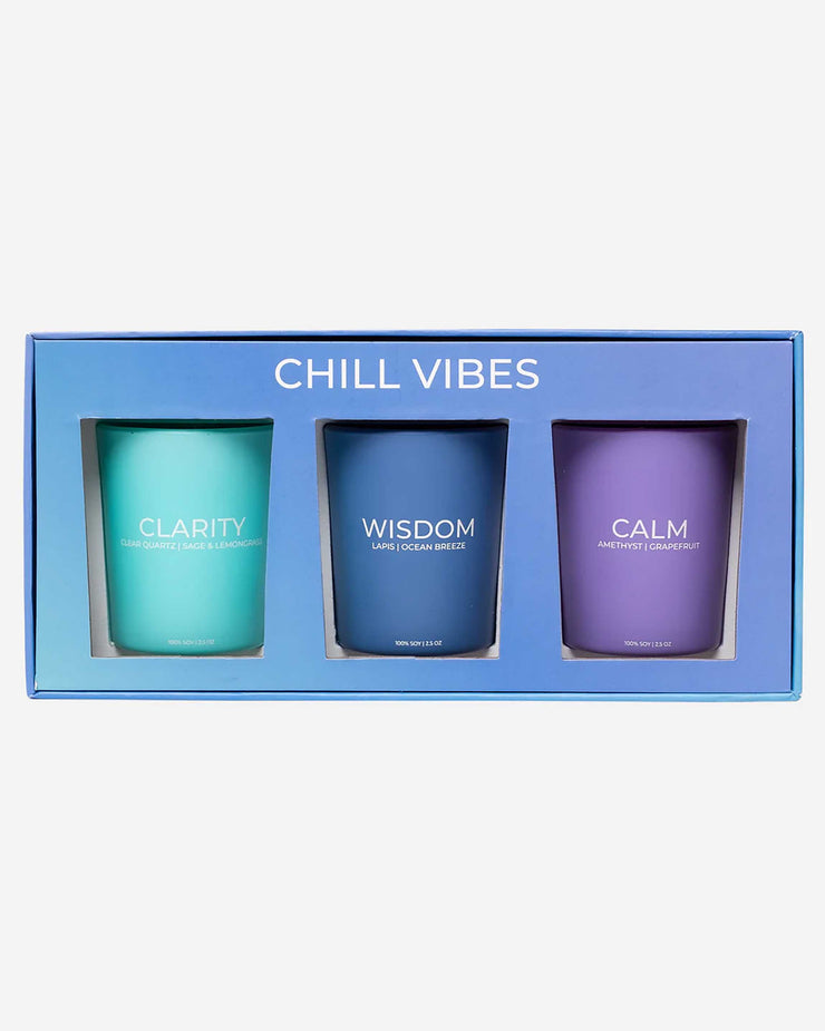Chill Vibes Crystal Candle Votive Trio