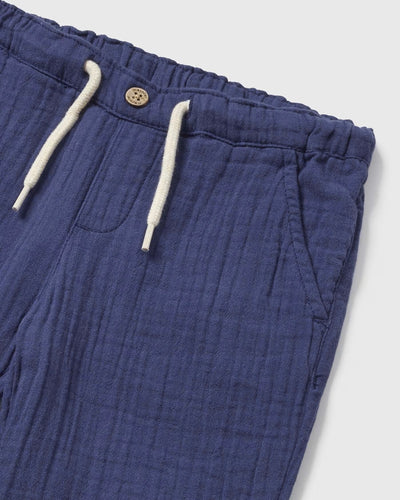 Navy Linen Drawstring Pants