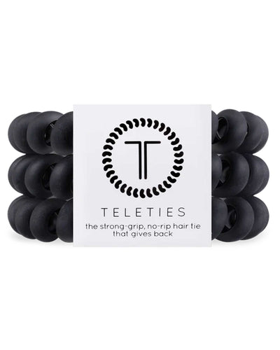 Teleties Matte Black Large Hair Ties