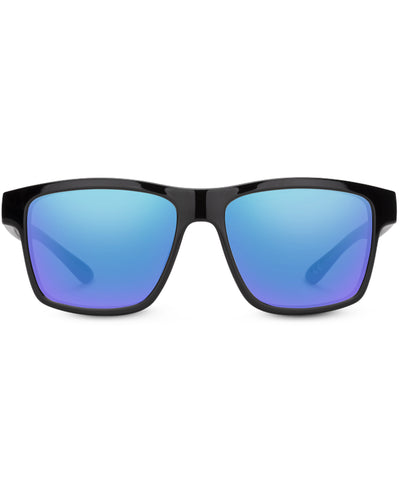 A-Team Sunglasses in Black with Blue Mirror Lenses