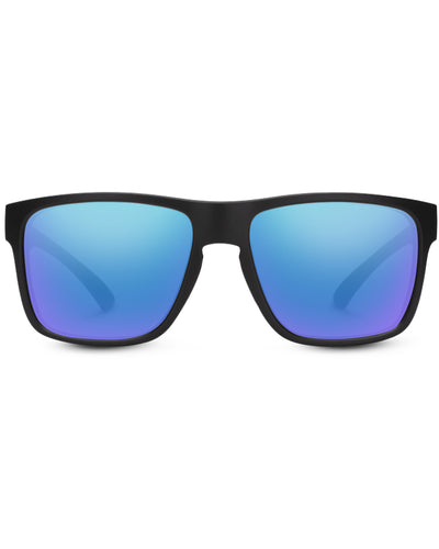 Rambler Sunglasses in Black Matte with Blue Mirror Lenses
