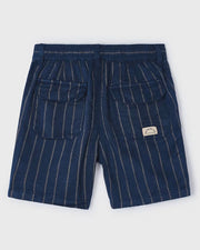 Navy Striped Linen Shorts