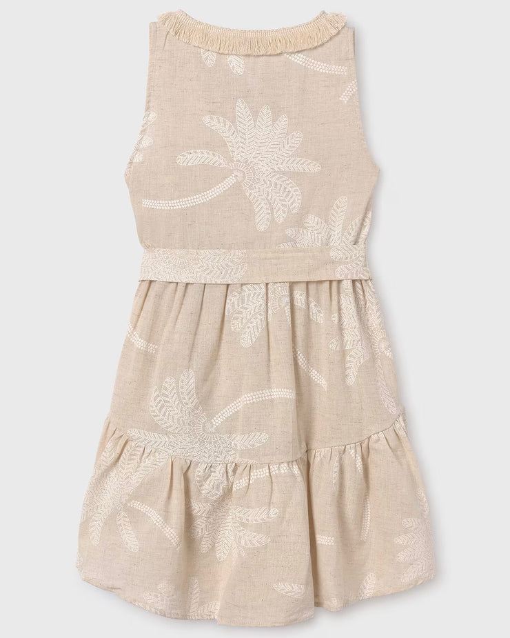 Tween Girl Palm Linen Dress