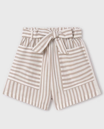 Tan & White Striped Tween Shorts