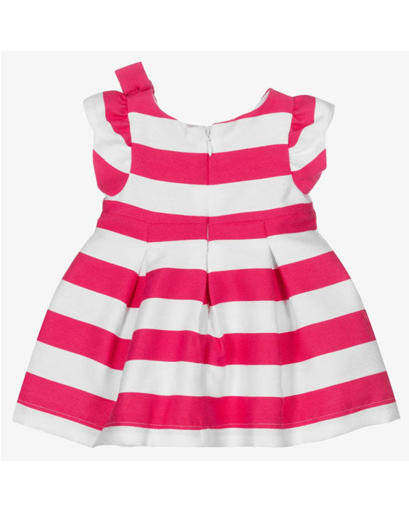 Pink & White Striped Dress with Bow On Front