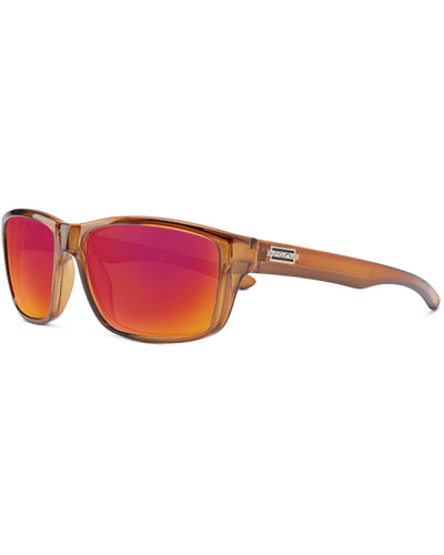 Mayor Sunglasses in Crystal Amber with Red Mirror Lenses